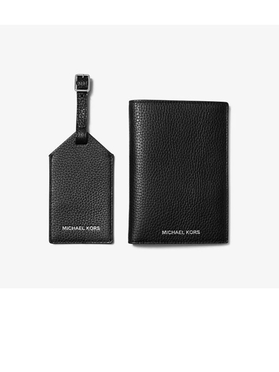 Michael Kors Other - Michael Kors Black Pebbled Leather Passport Cover & Luggage Tag Set
